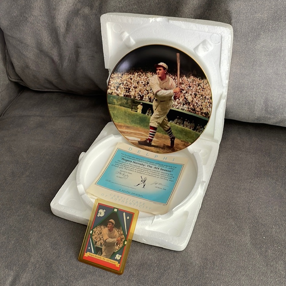 NWT. Vintage Rogers Hornsby The .424 Season Series collectible plate.